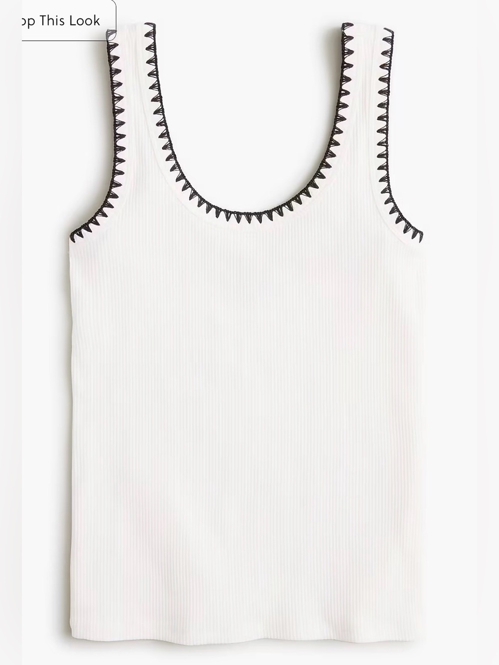 J. Crew White Tank with Black Stitching